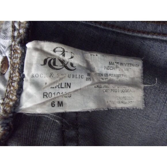 Rock & Republic Berlin Jeans Womens 6x31"stretch skinny tapered distressed holes - Picture 12 of 14